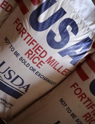 bags of USDA rice