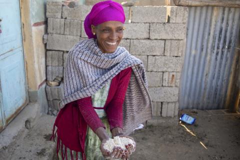 Letay Gebregergis Gebremare, at home in her village in the Tigray region of Ethiopia