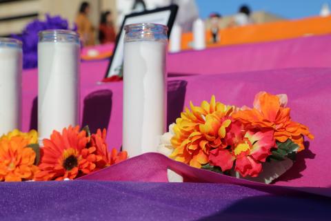 close up of candles used to celebrate Día de los Muertos