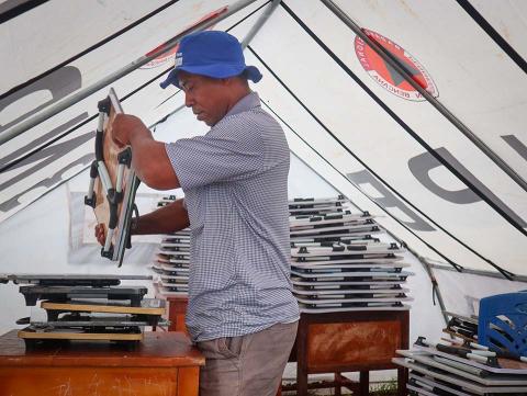 Man in a tent.