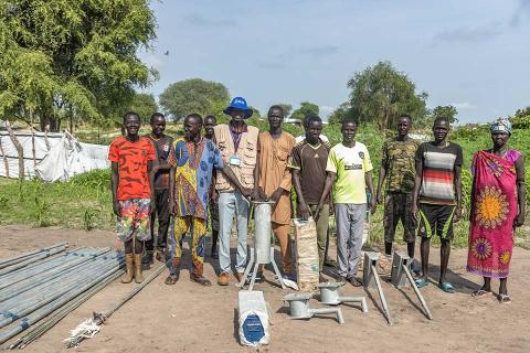 People around equipment.