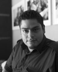 black and white photo of male photographer
