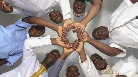 People standing in a circle.