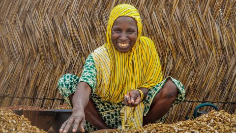 A woman tending to her crops.