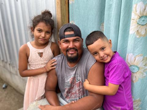 father with children in Honduras