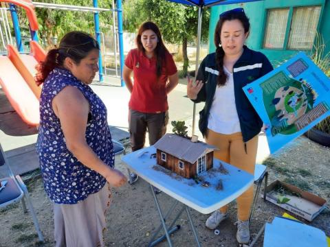 Mujeres mirando una casa modelo