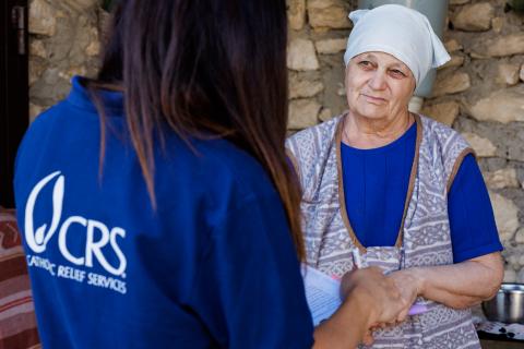 Woman talking to CRS staff