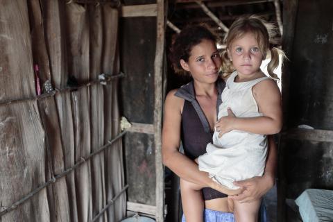woman holding child
