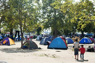 Refugees stay where they can—in public parks, forests, abandoned factories and other properties. Photo by Kira Horvath for CRS