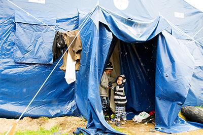 There are 20 tents at Vasariste. This may be the last shelter refugees enjoy before crossing the border into Hungary. Photo by Kira Horvath for CRS