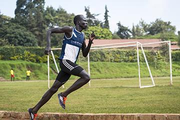 “Most of us face a lot of challenges. In the refugee camp, we have no facilities—even shoes we don’t have. There is no gym. Even the weather does not favor training because from morning up to the evening it is so hot and sunny.” Photo by IOC/Claire Thomas