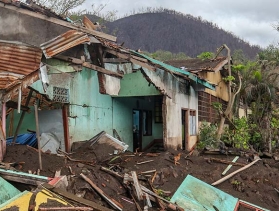 Indonesia dormitory damage from volcano