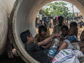 myanmar refugees shelter in culverts in Bangladesh