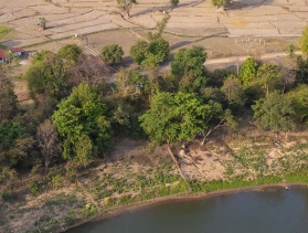 arial photo of remote school in Laos