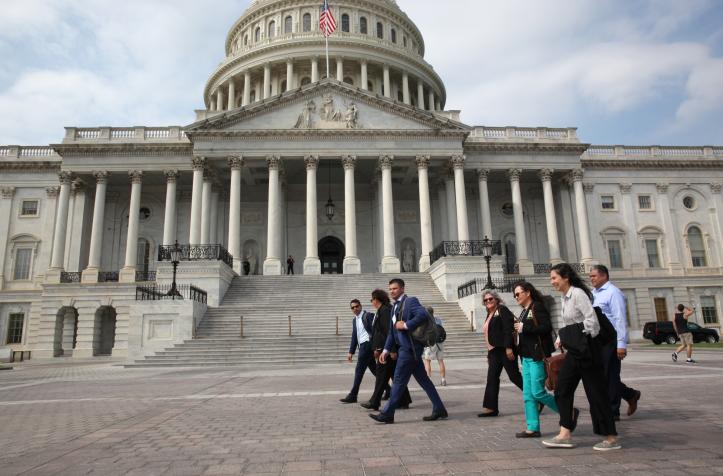 People walking on the US Capitol Steps