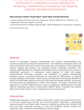 A Competency Model Approach For Designing, Implementing, Evaluating, And Adapting Capacity Strengthening Activities