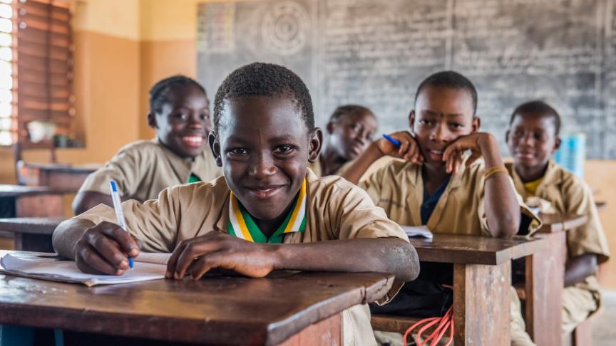 students in Benin classroom