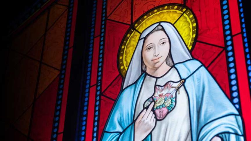 A glass church window.