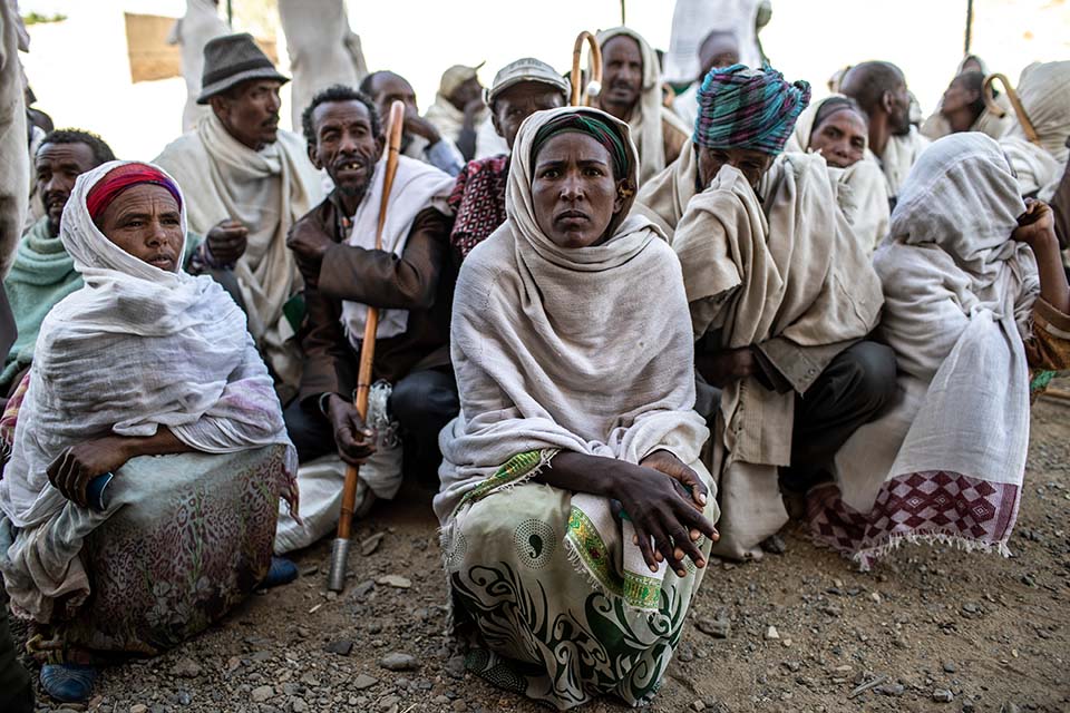 waiting for food in Ethiopia
