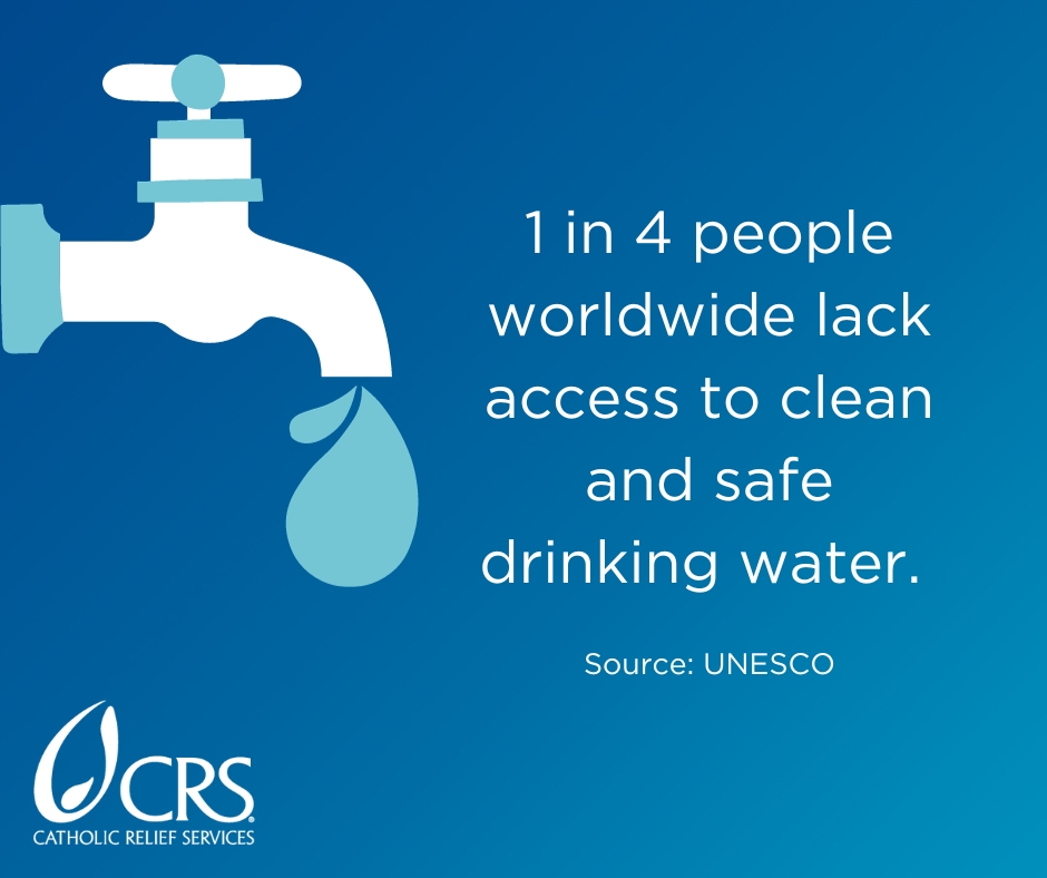 1 in 4 people worldwide lack access to clean and safe drinking water | graphic image by CRS